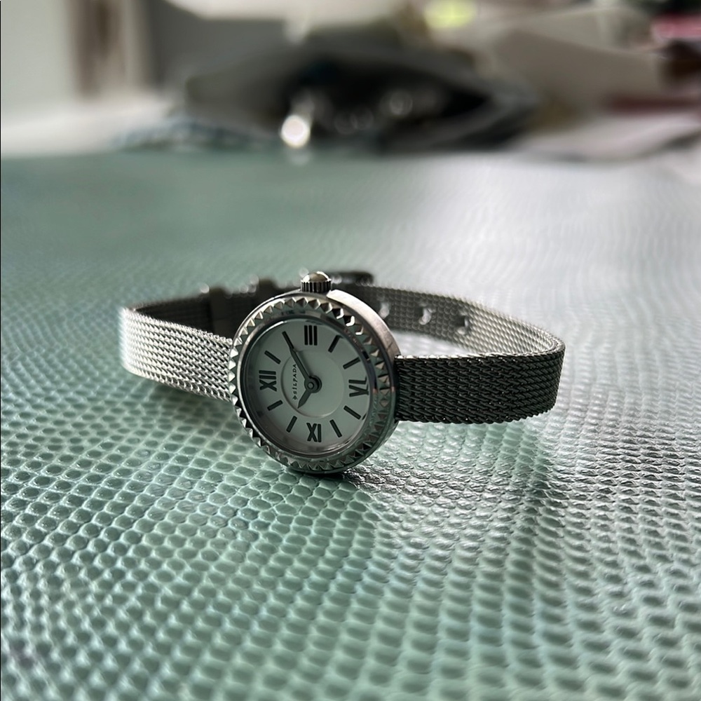 Silpada sliver clock mesh watch.